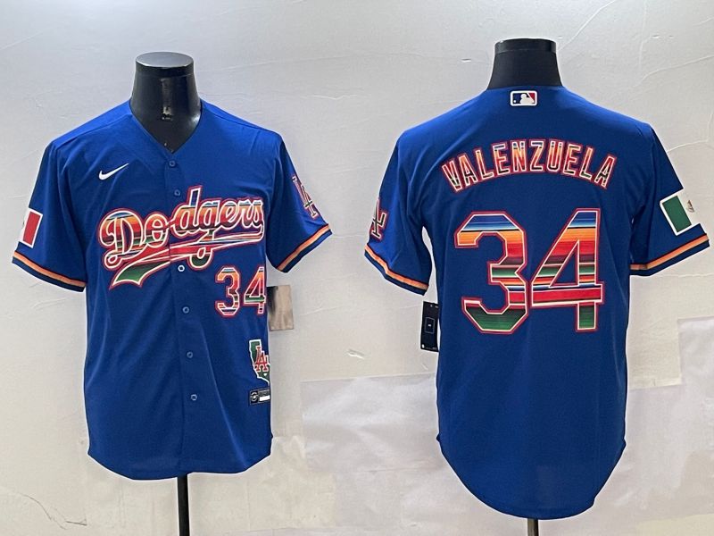 Men Los Angeles Dodgers #34 Valenzuela Blue Fashion Game 2025 Nike MLB Jersey style 3125->los angeles dodgers->MLB Jersey